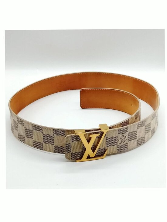 Louis Vuitton Damier Azur LV Initiales Belt Gold Buckle Luxury Designer Belt main image 10